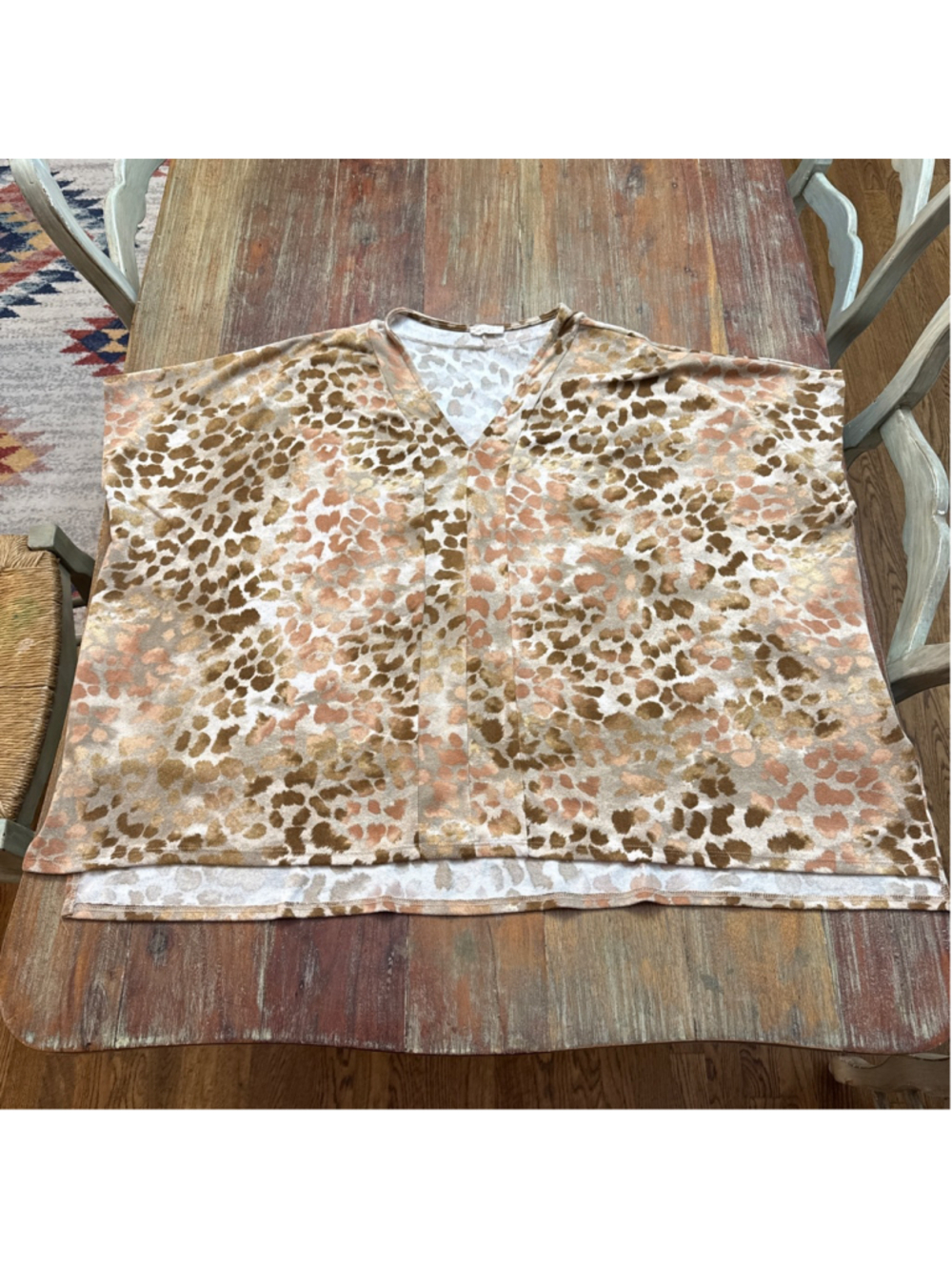 Oddy Leopard Print Short Sleeve Tee One Size Brown Beige